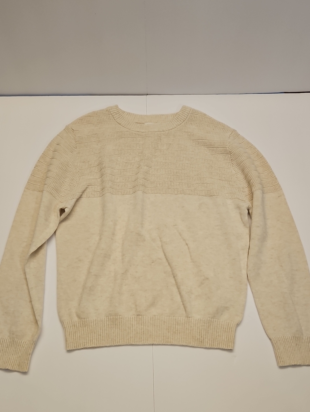 Cat & Jack Cream Crewneck Textured Sweater M (8) Kids NEW